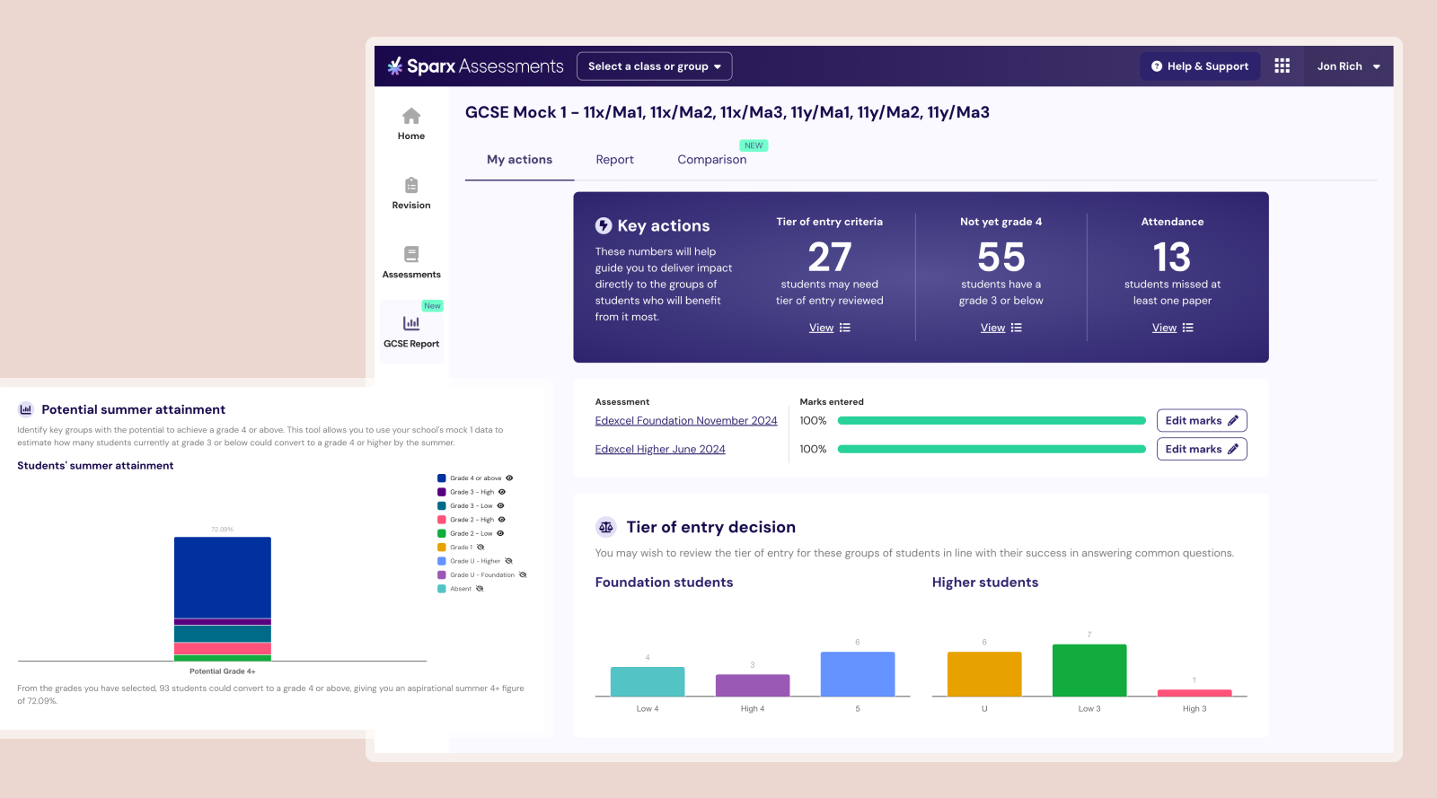 Assessments interface