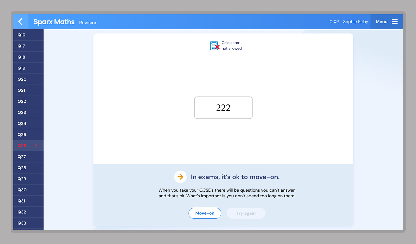 Sparx Maths interface